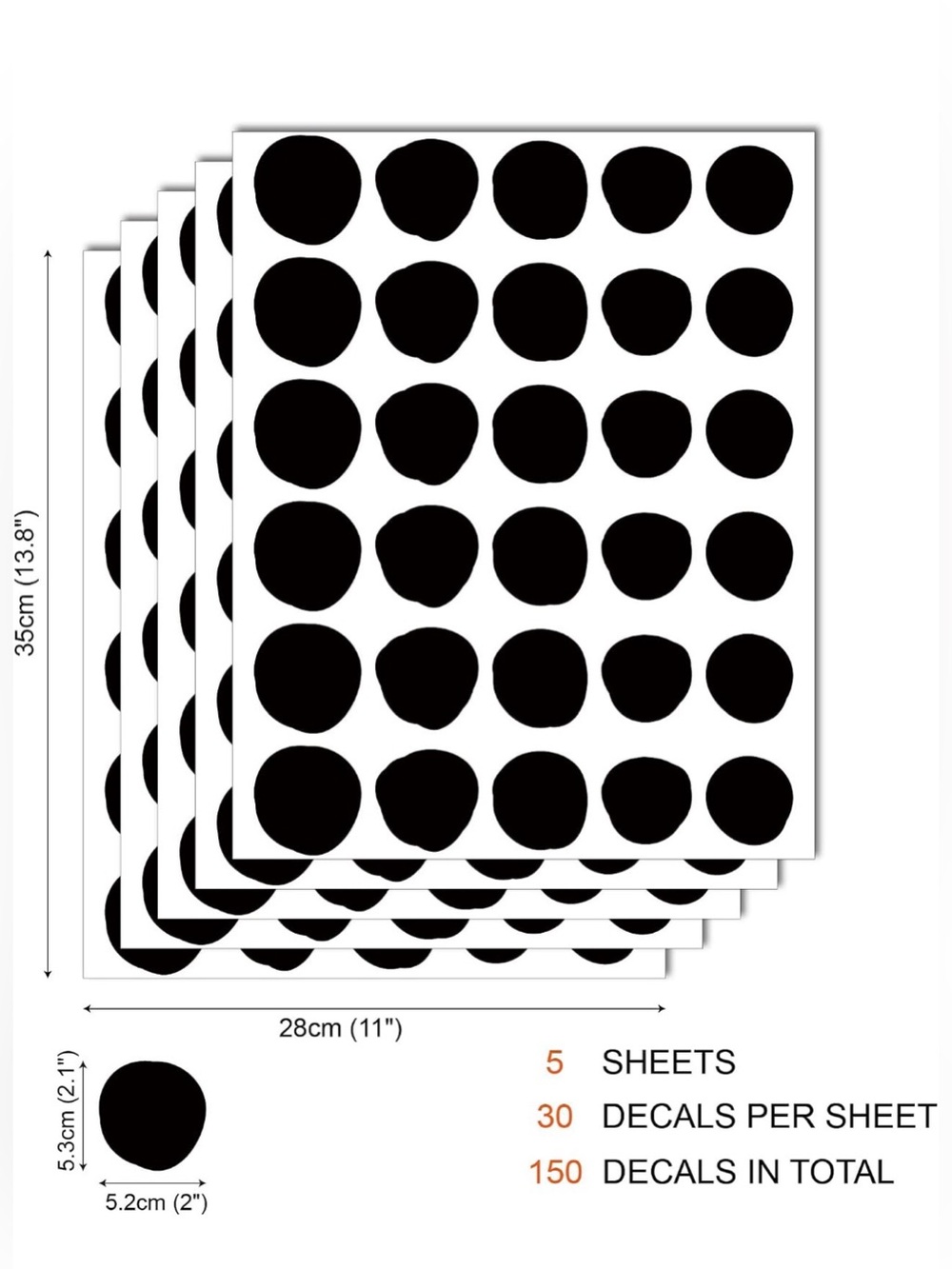 Black Irregular Dots Vinyl Wall Decals Peel and Stick Abstract Boho Stickers